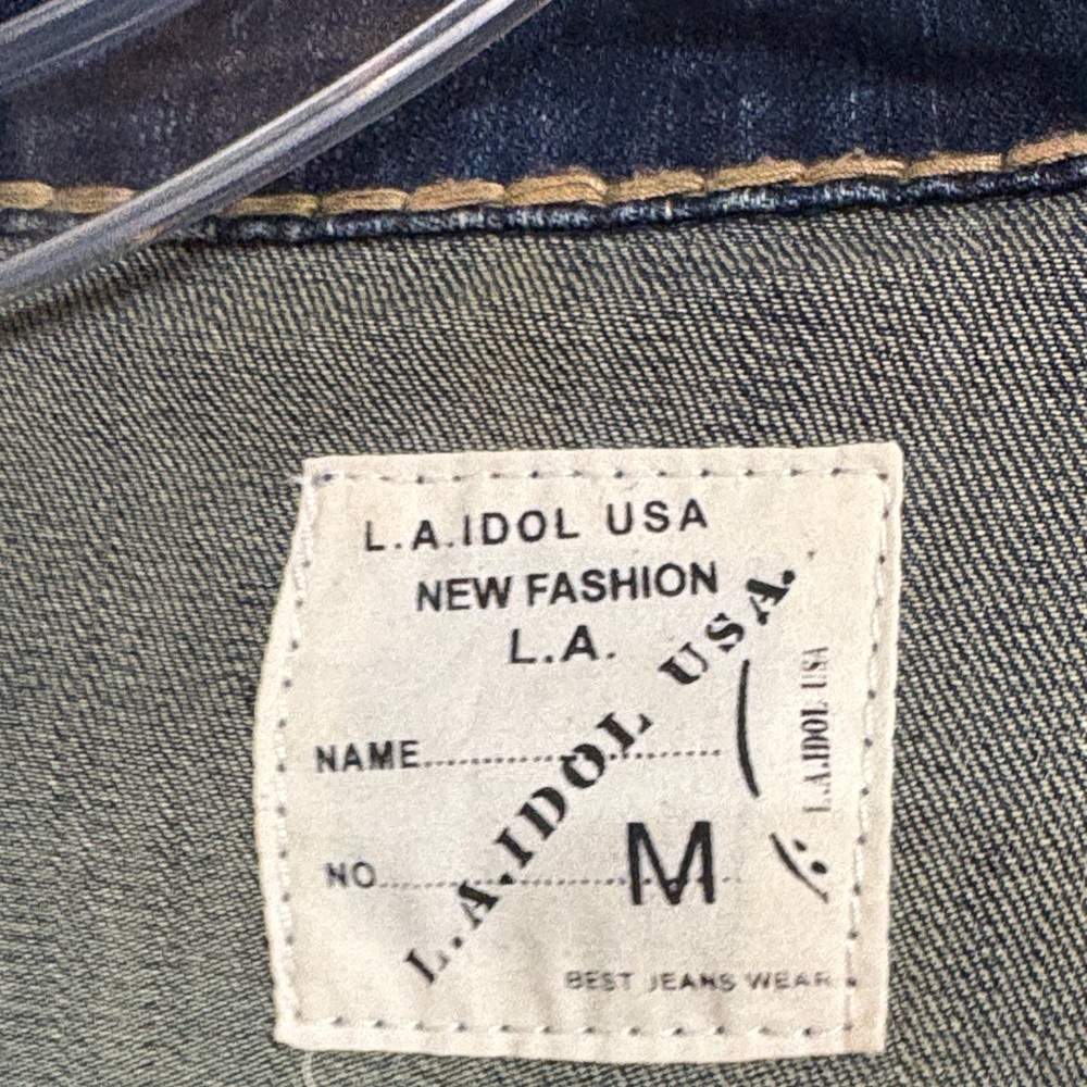Dark Blue Denim Jacket with Contrast Stitching - Picture 3 of 5